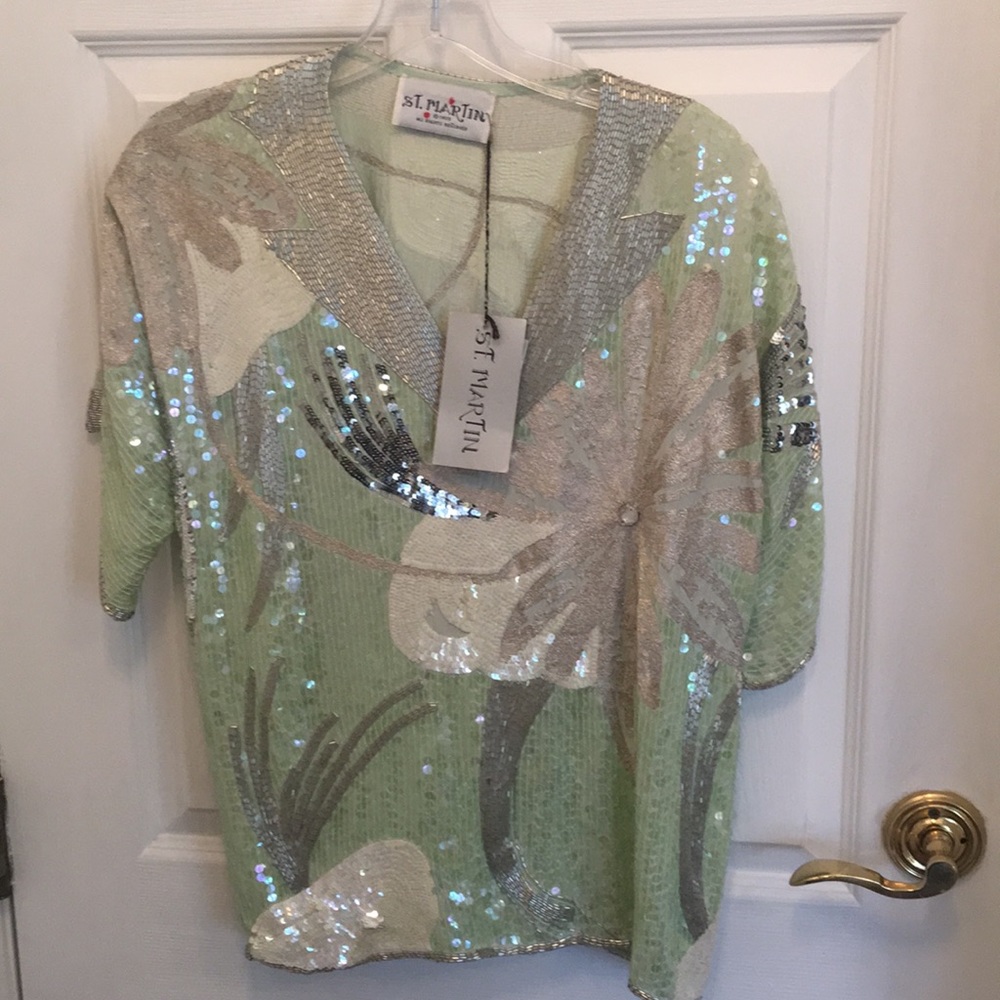 St. Martin sea foam green silver NWT gah-orgeous!